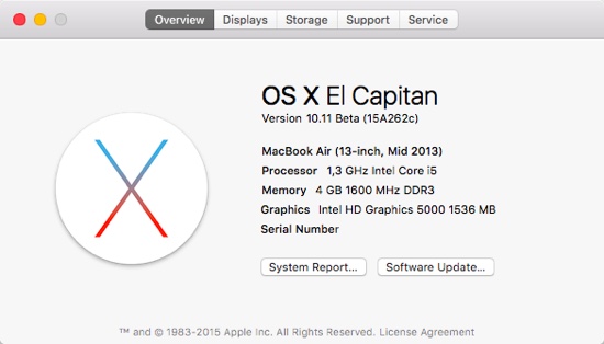 OS X El Capitan パブリックベータ5