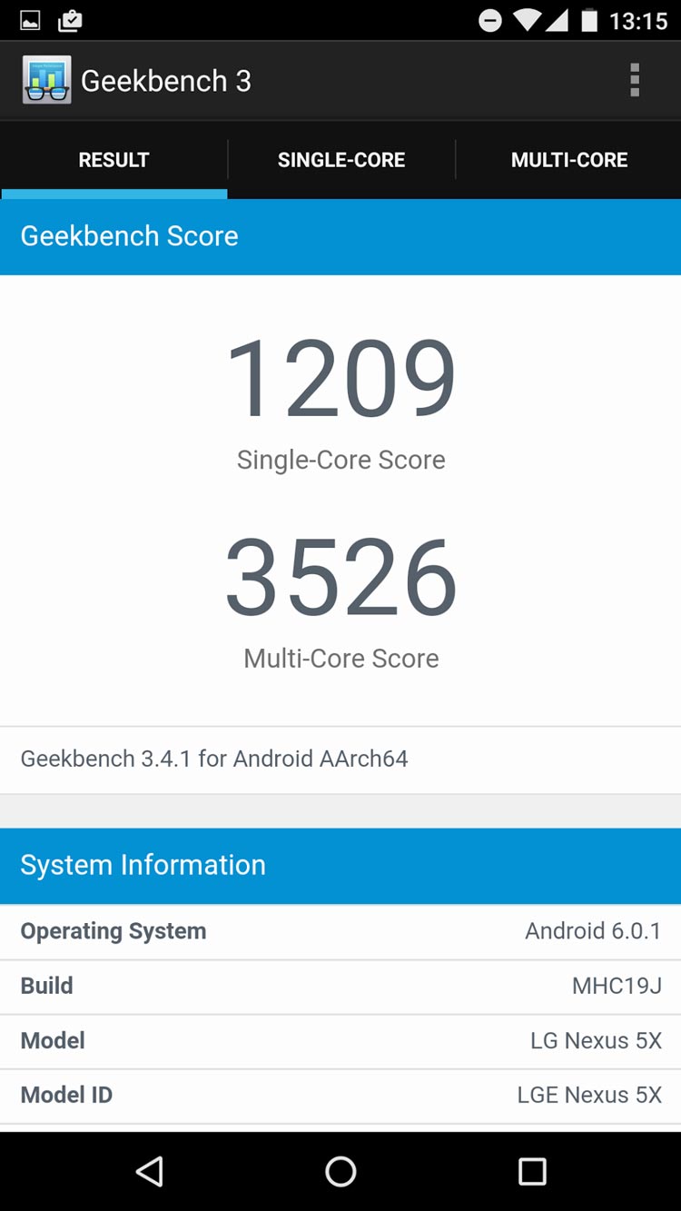 Geekbench3 Nexus 5x